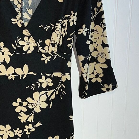 Giorgio Fiotline dress women’s size large flower core vneck tie waist 3/4 sleeve - Picture 5 of 12